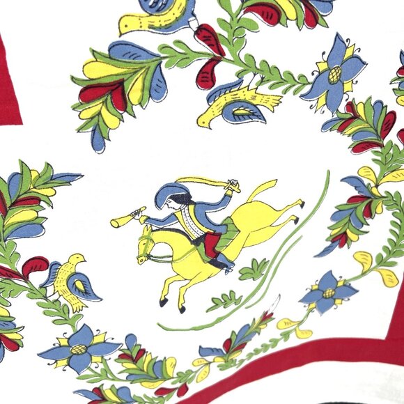 Tablecloth Dutch Folk Art Colonial Cotton Birds Floral FF 52 x 64 - Picture 4 of 6